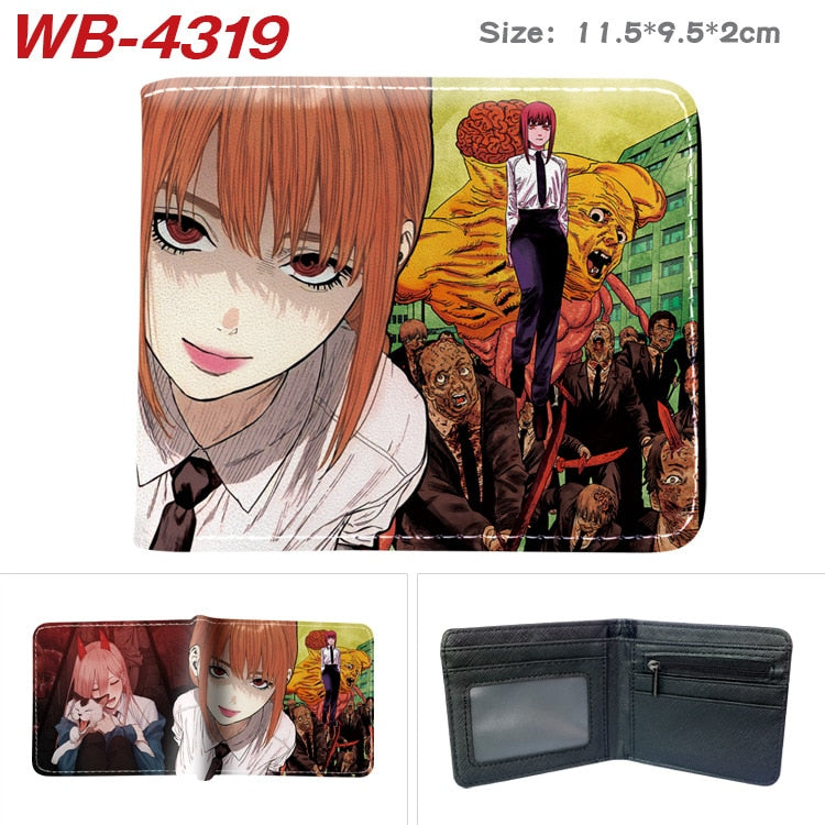 Chainsaw Man Wallets Cosplay Anime Makima Power Denji Pochita Cartoon Pu Wallet Short Coin Purse Card Holder