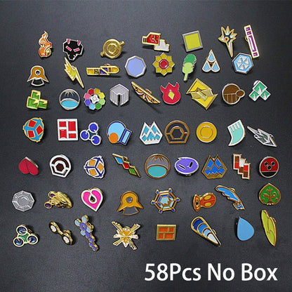 Pokemon Gym Badges Kanto Johto Hoenn Sinnoh Unova Kalos League Region Pins Brooches Orange Islands Box Collection Pocket Monster