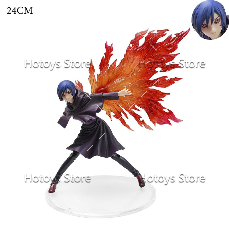 22-24cm Tokyo Ghoul Figure Touka Kirishima Dolls Action Figures Kaneki Ken Two Heads Awakening Figurine Model Toys Birthday Gift