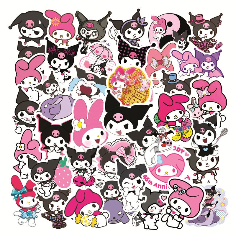 Sanrio Cartoon Anime Hello Kitty Kuromi Stickers Waterproof Skateboard Guitar Suitcase Laptop Bicycle Graffiti Sticker Kids Toys