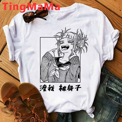 Japanese Anime My Hero Academia T Shirt Women Kawaii Cartoon Himiko Toga Funny Graphic T-shirt Fashion Ullzang Tshirt Female