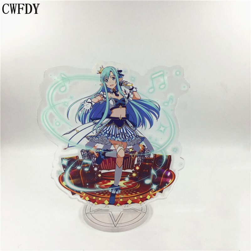 Anime Sword Art Online SAO Kirito Asuna Leafa Yuuki Acrylic Stand Model Action Figure Double-side Plate Keychain Toys Gifts 15cm