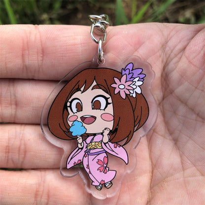 My Hero Academia OCHACO URARAKA Midoriya Izuku Ashido Mina Keychain Cosplay Accessories Pendant Badge Christmas Gifts