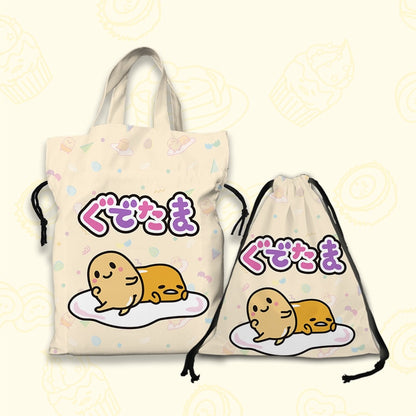 Kawaii Sanrio Cartoon Canvas Handbag Cute Gudetama Tote Bag Shopping Bag Handbag Drawstring Mouth Bag Creative Birthday Gifts