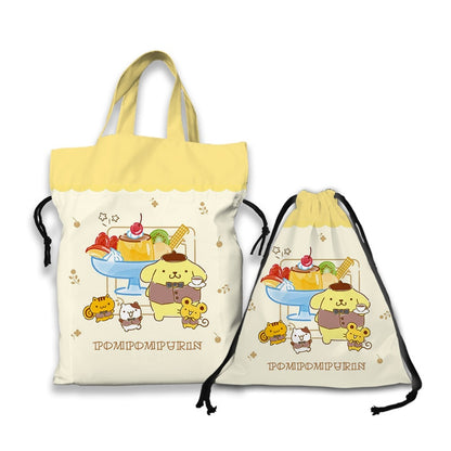 Kawaii Sanrio Cartoon Canvas Handbag Cute Gudetama Tote Bag Shopping Bag Handbag Drawstring Mouth Bag Creative Birthday Gifts