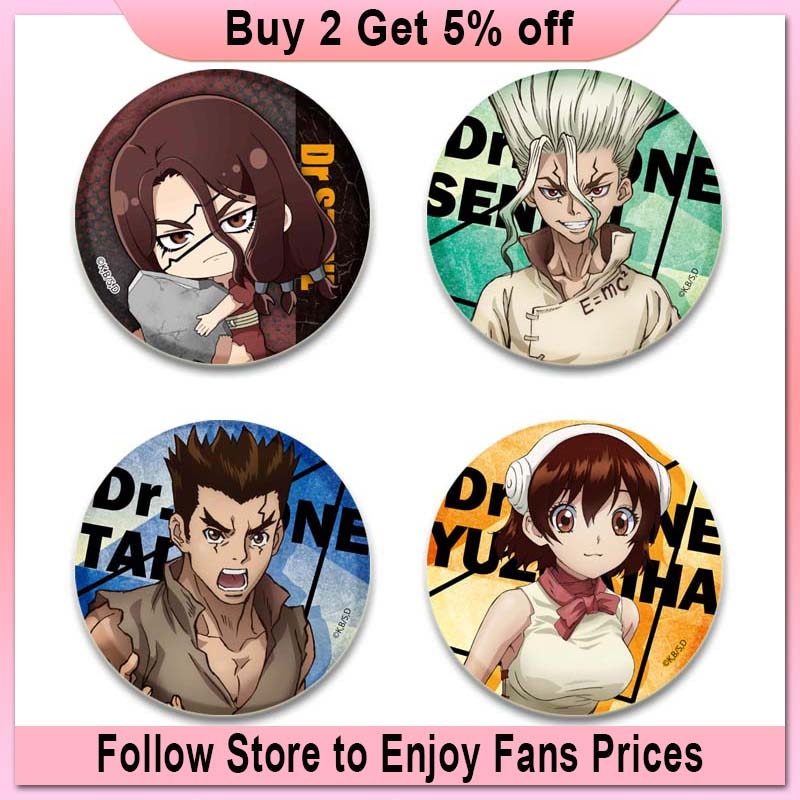 Dr. Stone Lapel Pins Cute Cartoon Figure Enamel Pin Manga Badges for Backpacks Brooches on Clothes Jewelry Accessories Fans Gifts