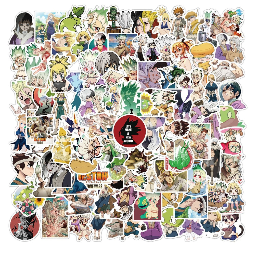 Bandai Cartoon Anime Dr.STONE Stickers Car Laptop Luggage Phone Stationery Decal Waterproof Graffiti Sticker Kids Toys Gifts