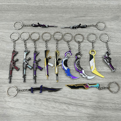 Valorant Knife Weapon Keychain Reaver Karambit Prime Vandal 9cm Samurai Sword Pocketknife Arant Gun Model Gifts Toys for Boys