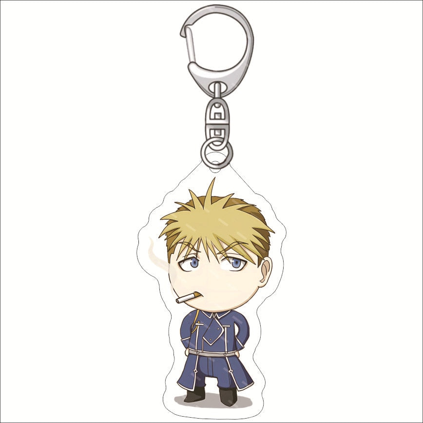 KeyChain Men Fullmetal Alchemist Key Chain Women Acrylic Key Ring Edward Elric Alphonse Pendant Winry Rockbell Party Kids Gift