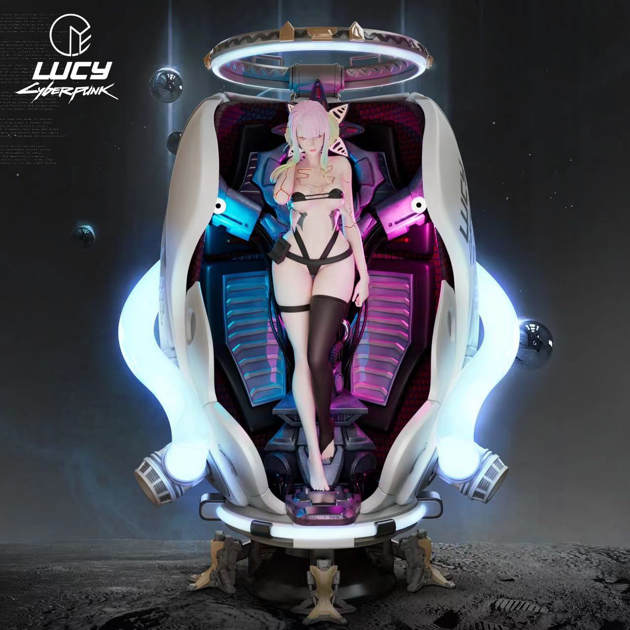 46.4Cm Gk Cyberpunk Edgerunners Lucy Game Action Figure Sexy Girl Limited Edition Statue Model Garage Kit Ornament Toys Gift