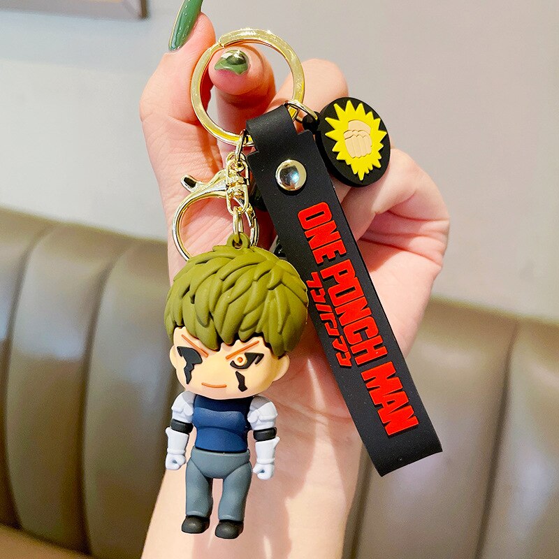 One Punch Man Keychain Anime Saitama Cute Doll Figure Toy Keyring Bag Pendent Key Chain Accessory Gift for Kids Men Fans Friends