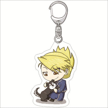 KeyChain Men Fullmetal Alchemist Key Chain Women Acrylic Key Ring Edward Elric Alphonse Pendant Winry Rockbell Party Kids Gift