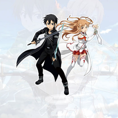 Anime Sword Art Online Acrylic Stand Cartoon Figure SAO Kirito Asuna Creativity Desktop Standing Plate Decoration Model Toy Gift