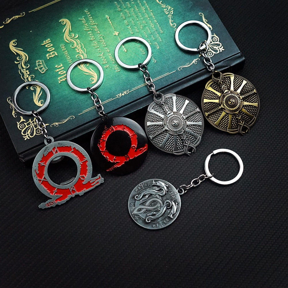 God of War Keychain Kratos Axe Leviathan Key Chain Keyring Blades of Chaos Swords Game Accessories Car Key Ring Pendant llaveros