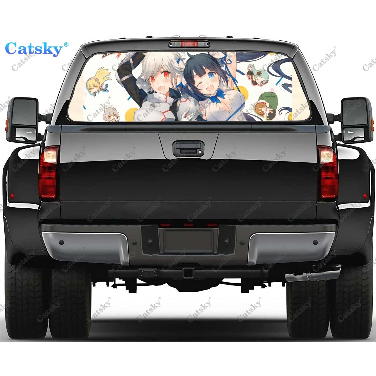 DanMachi Anime Rear Window Decals for Trucks,Pickup Window Decal,Rear Window Tint Graphic Perforated Vinyl Truck Stickers