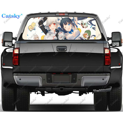 DanMachi Anime Rear Window Decals for Trucks,Pickup Window Decal,Rear Window Tint Graphic Perforated Vinyl Truck Stickers