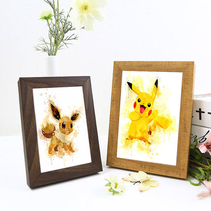 Japan Anime Peripherals Pokemon Pikachu Poster Mural Decoration Cartoon Wall Art Water Colours Canvas Painting Baby Kids Gifts