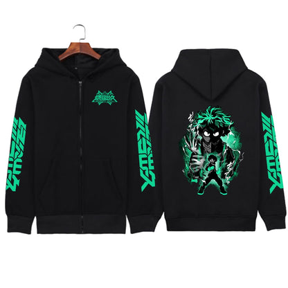 My Hero Academia Zip Up Jacket Anime Deku Graphic Print Hoodie Pullovers Unisex Fashion Harajuku Sweatshirt Casual Streetwear