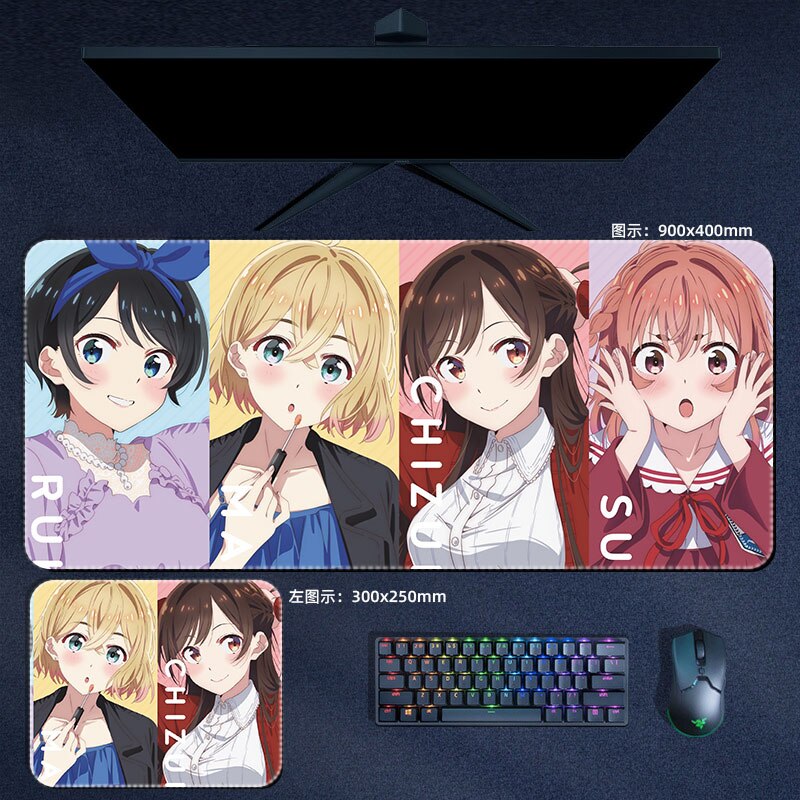 Anime Rent A Girlfriend Mouse Pad Ichinose Chizuru Mami Sumi Ruka Mousepad Computer Laptop Gamer Pad Gaming Accessories Desk Mat