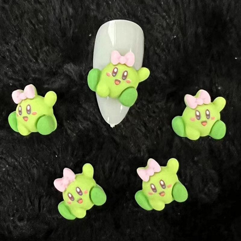 Pink Star Kirby Nail Charms Rhinestone Decoration Kawaii Cartoon Nail Jewelry Gems for Acrylic Nail Accessories