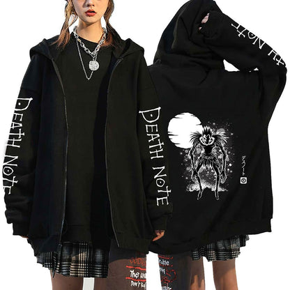 Anime Death Note Print Hoodies Japanese Anime Men&#39;s Zipper Jacket Harajuku Streetwear Zip Up Sweatshirts Oversized Y2K Coats