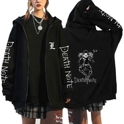 Anime Death Note Print Hoodies Japanese Anime Men&#39;s Zipper Jacket Harajuku Streetwear Zip Up Sweatshirts Oversized Y2K Coats