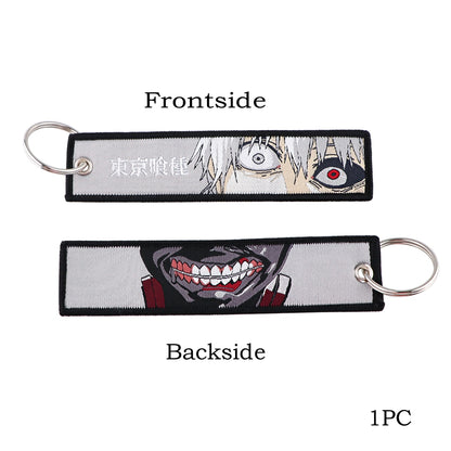 Tokyo Ghoul Keychain Manga Embroidery Key Chain for Motorcycles and Cars Gifts Key Tag Anime Key Chain Key Ring Chaveiro