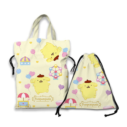 Kawaii Sanrio Cartoon Canvas Handbag Cute Gudetama Tote Bag Shopping Bag Handbag Drawstring Mouth Bag Creative Birthday Gifts