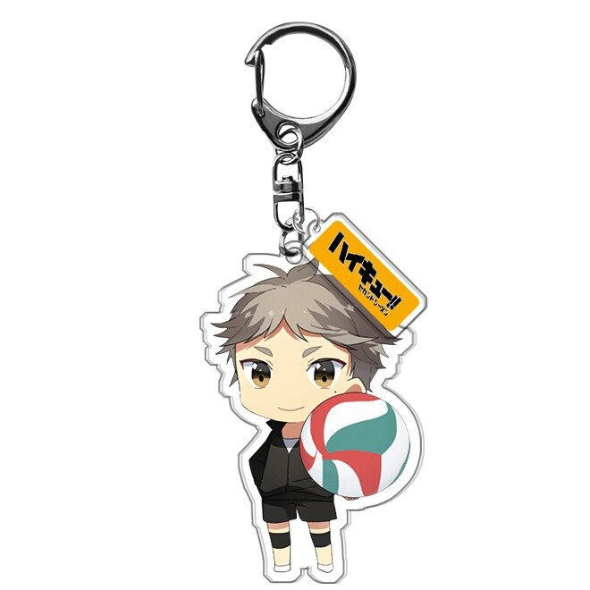 Anime Keychain haikyuu!! Hinata Shoyo Kageyama Tobio Hanging Animal Interlayer Key Chain Accessories Cute Bag Pendant Key Ring