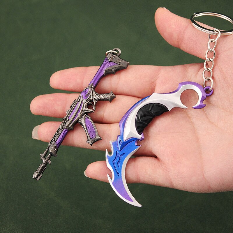 Valorant Knife Weapon Keychain Reaver Karambit Prime Vandal 9cm Samurai Sword Pocketknife Arant Gun Model Gifts Toys for Boys