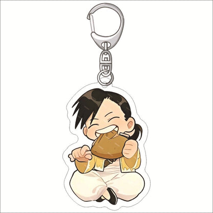 KeyChain Men Fullmetal Alchemist Key Chain Women Acrylic Key Ring Edward Elric Alphonse Pendant Winry Rockbell Party Kids Gift