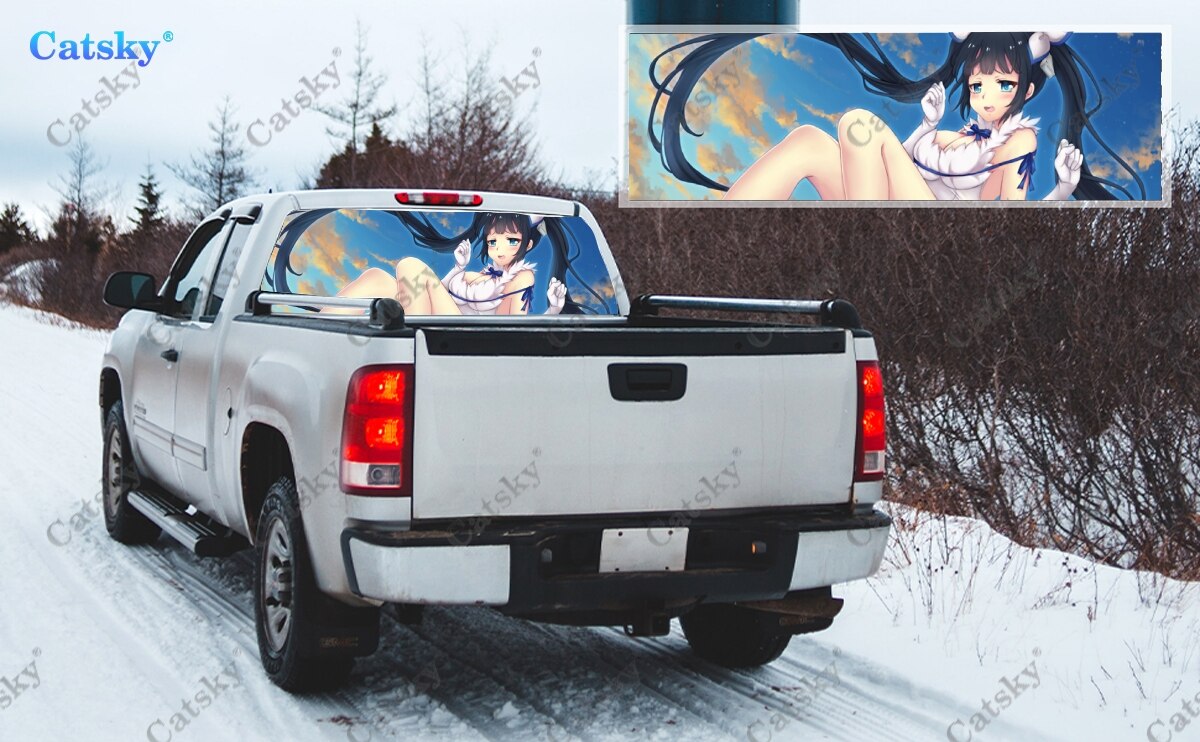 DanMachi Anime Rear Window Decals for Trucks,Pickup Window Decal,Rear Window Tint Graphic Perforated Vinyl Truck Stickers