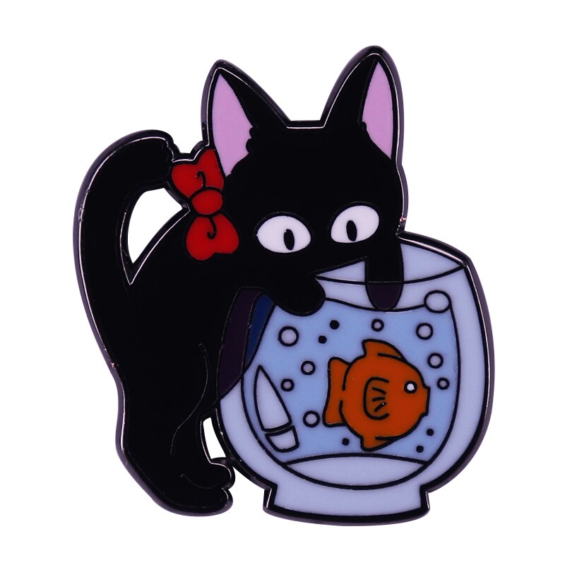 Kiki&#39;s Delivery Hard Enamel Pins Custom Cartoon Animal Cute Gigi Cat Brooches Anime Collect Lapel Badges Jewelry Gifts Wholesale Studio Ghibli