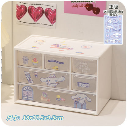 Cartoon Sanrio Nine Compartment Storage Box Small Objects Desktop Drawer Storage Box Cute Jewelry Stationery Storage Box