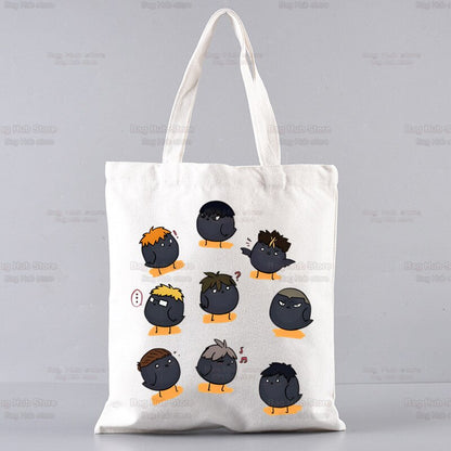 Volleyball Haikyuu!! Shopping Bag Shopper Karasuno High School Jute Bag Shopping Haikyuu Hinata Tote Bag Shoping Reusable Bolsa