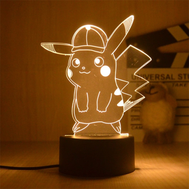 New Pokemon Pikachu Led 3D Night Light Kids Toy Anime Figures Cute Pikachu Bedside Lamp for Children Bedroom Decor Birthday Gift