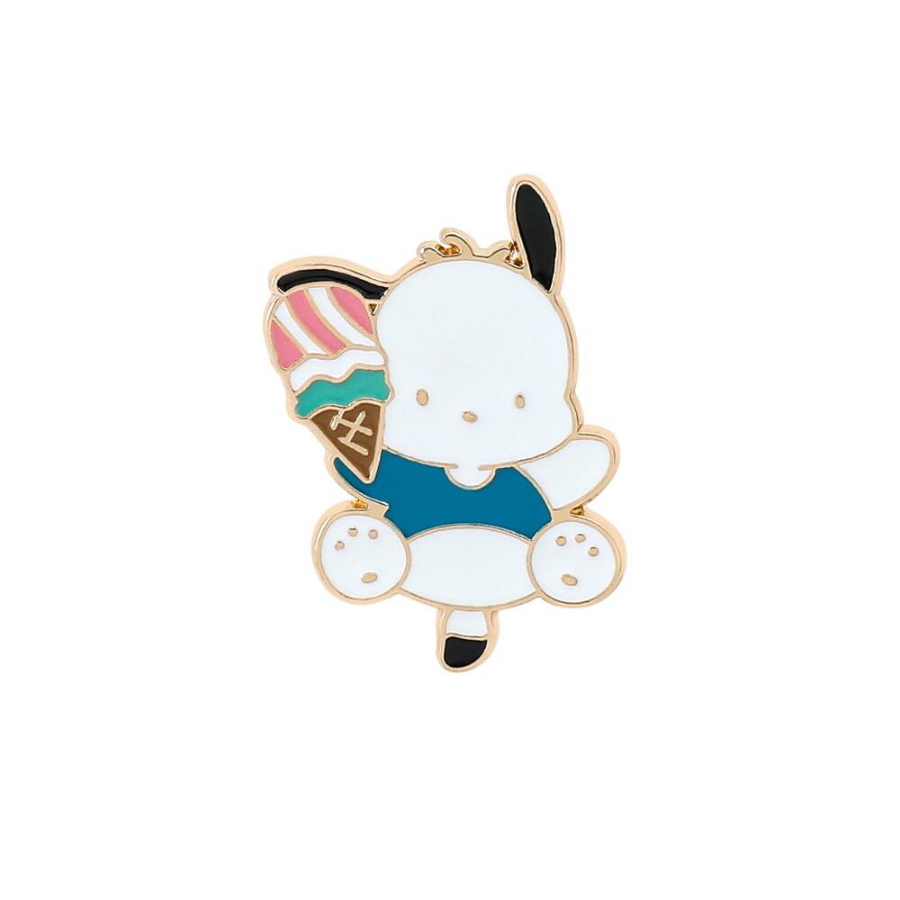 Fashion Kawaii Cinnamoroll My Melody Hello Kitty Sanrio Brooch Strawberry Creative Cute Metal Brooch Wholesale