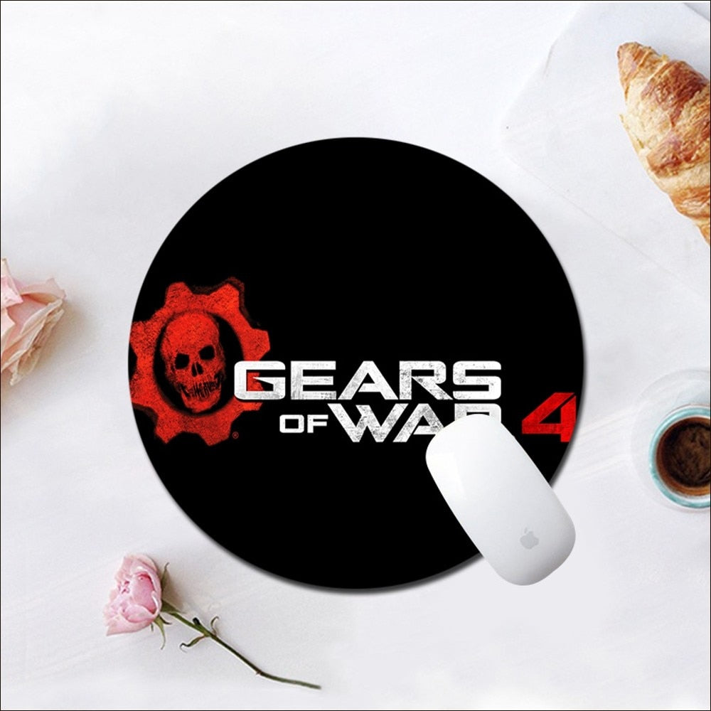 MINISO Gears Of War Mousepad Round Custom Skin Computer Desk Mat Table Pad Laptop Cushion Non-slip Office Desk Accessories