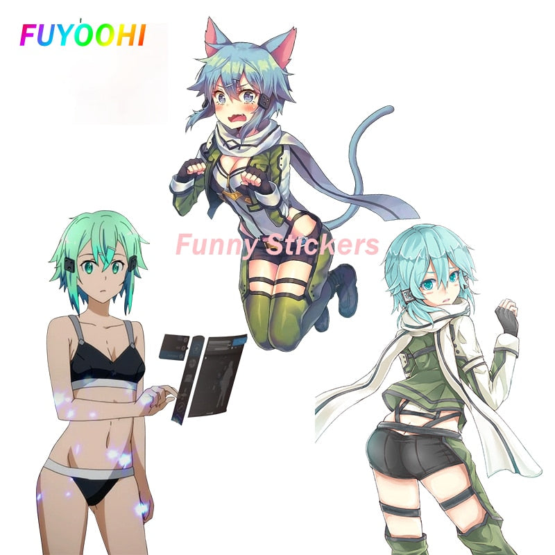 FUYOOHI Play Stickers for Sword Art Online Sexy Green Girl PVC Car Stickers Bumper Scratch-Proof Refrigerator Decal Decoration