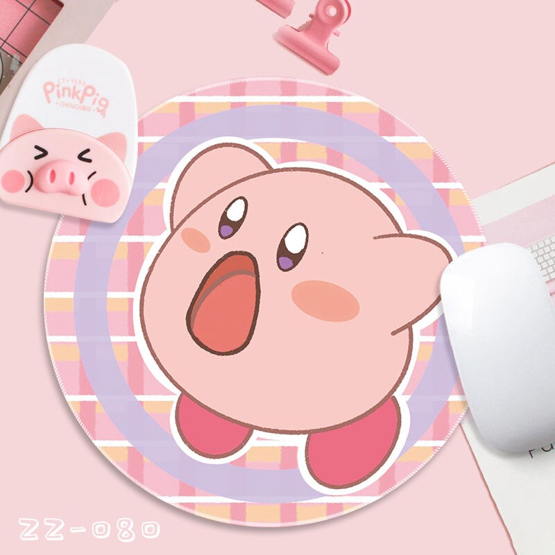 Kirby Kawaii Small Mouse Pad Round Cute Cartoon Dirt Resistant Pink Girl Heart Student Simple Table Pad