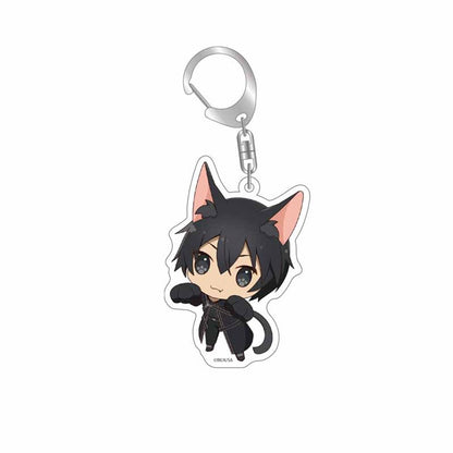 Anime Mixed Sword Art Online Sword Keychains Metal Tung People Asuna Kirito Key Ring Holder Men Buckle Chaveiro Figure Key Chain