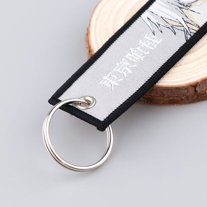 Tokyo Ghoul Keychain Manga Embroidery Key Chain for Motorcycles and Cars Gifts Key Tag Anime Key Chain Key Ring Chaveiro