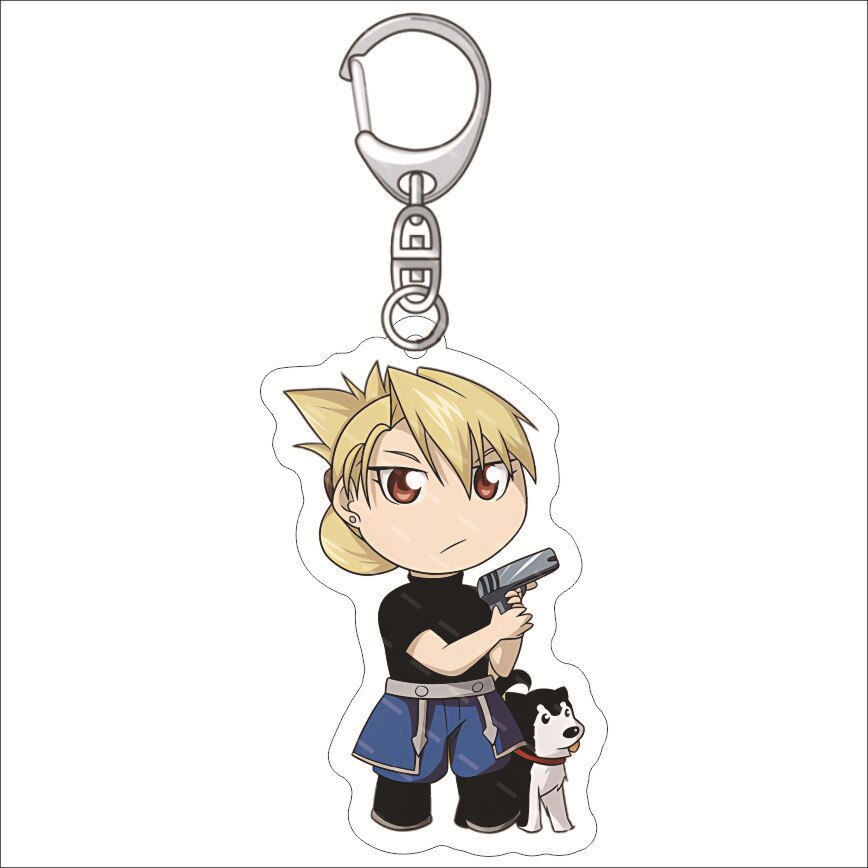 KeyChain Men Fullmetal Alchemist Key Chain Women Acrylic Key Ring Edward Elric Alphonse Pendant Winry Rockbell Party Kids Gift