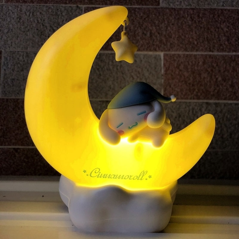 Sanrio Kuromi  Cinnamonroll Moon LED Light Kawaii 3D Cartoon Ornament Cute Beauty Bedroom Night Light Bedside Decor Lamp Gifts