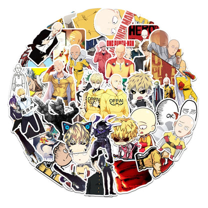 10/30/50PCS Classic Funny Anime One Punch Man Saitama Sticker Toy Luggage Laptop iPad Skateboard Cup Guitar Sticker Wholesale