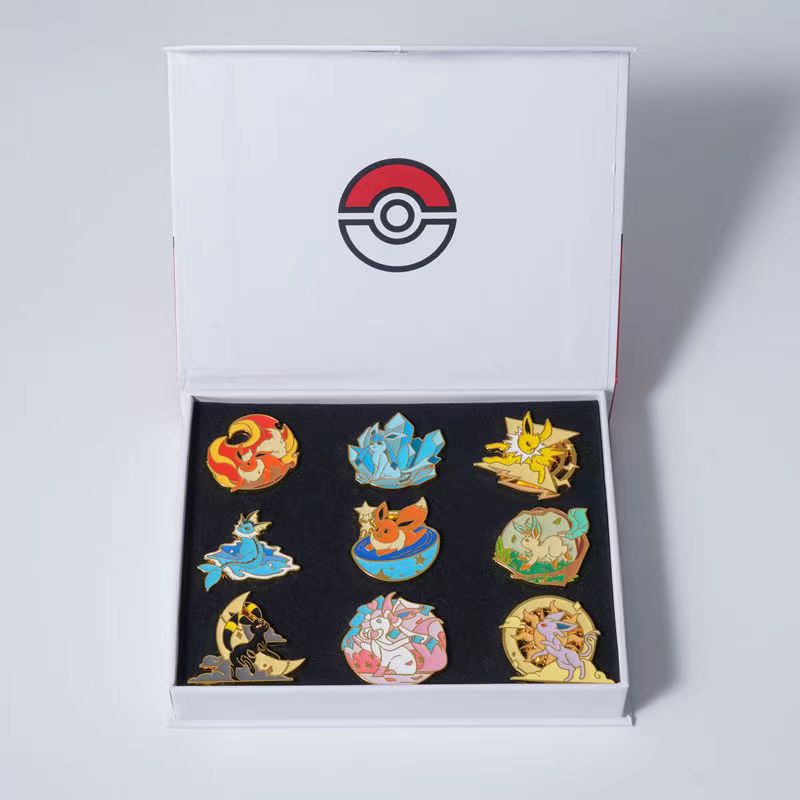 Pokemon Gym Badges Kanto Johto Hoenn Sinnoh Unova Kalos League Region Pins Brooches Orange Islands Box Collection Pocket Monster