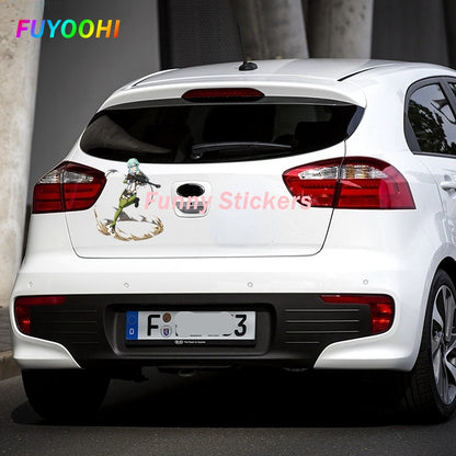 FUYOOHI Play Stickers for Sword Art Online Sexy Green Girl PVC Car Stickers Bumper Scratch-Proof Refrigerator Decal Decoration