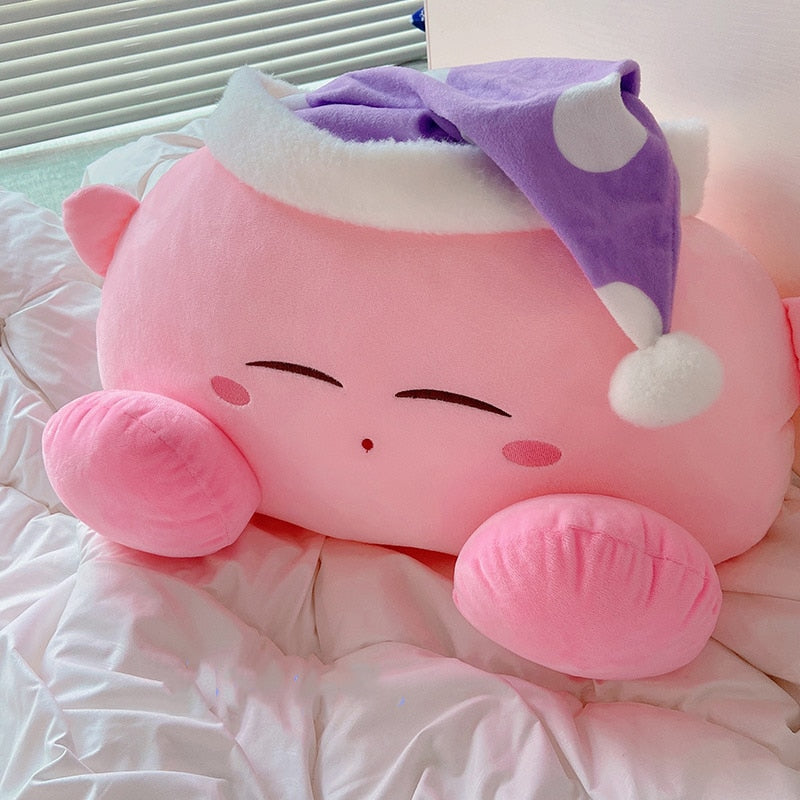 Anime Plush Toy Sleeping Kirby Plushies Stuffed Kirby doll With Nightcap Japanese Style Pillow Soft Gift For Child Girl Pink