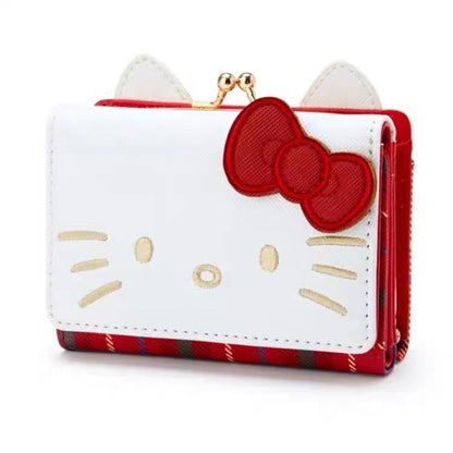 Sanrio Hello Kitty Pocketbook My Melody KT Cat Cinnamon Roll Pringle Kuromi PU Leather Wallet Cute Folding Card Bag Female Walle