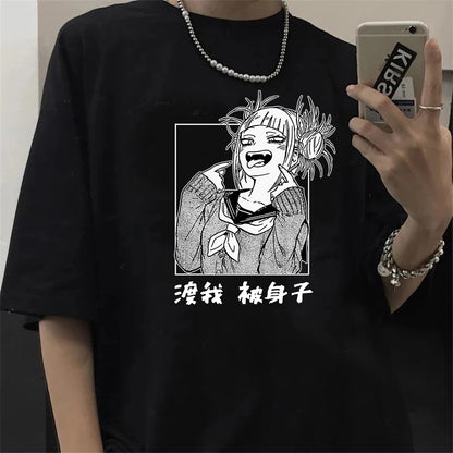 Japanese Anime My Hero Academia T Shirt Women Kawaii Cartoon Himiko Toga Funny Graphic T-shirt Fashion Ullzang Tshirt Female